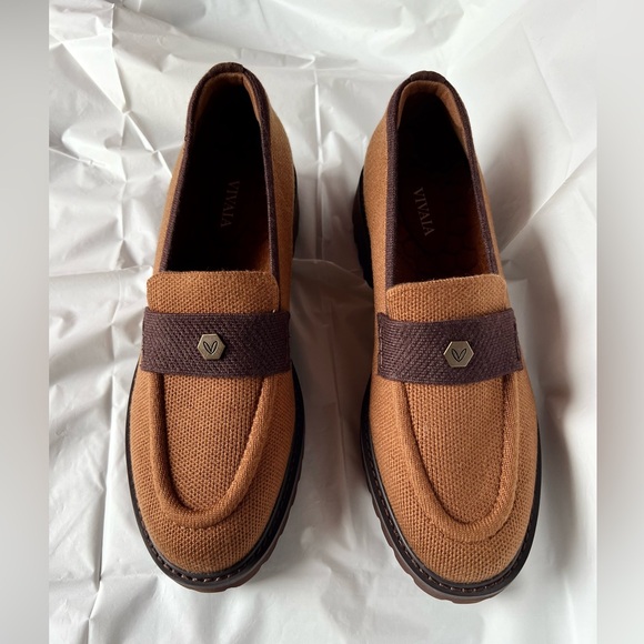 Vivaia NWOT Francesca Platform Chunky Heel Loafers Size 39 (US size 8) brown - Picture 2 of 10